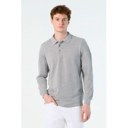 Рубашка поло мужская с длинным рукавом Star 170, серый меланж