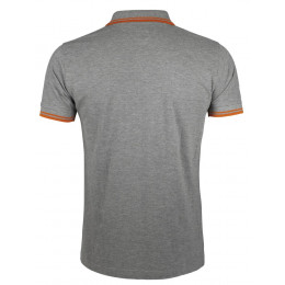 Рубашка поло мужская Pasadena Men 200 с контрастной отделкой, серый меланж с оранжевым