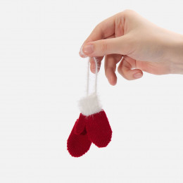 Подвеска на елку «Вьюжка», варежки, красная