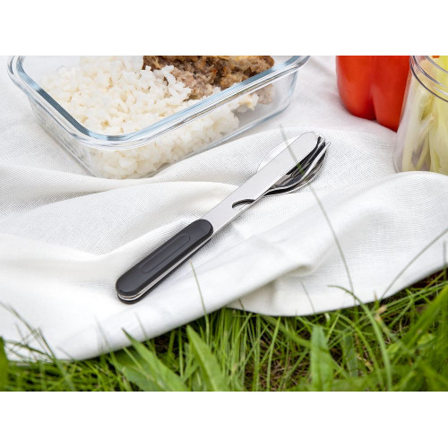 Набор походных столовых приборов Campsite, черный