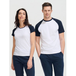 Футболка мужская двухцветная Funky 150, белая с темно-синим
