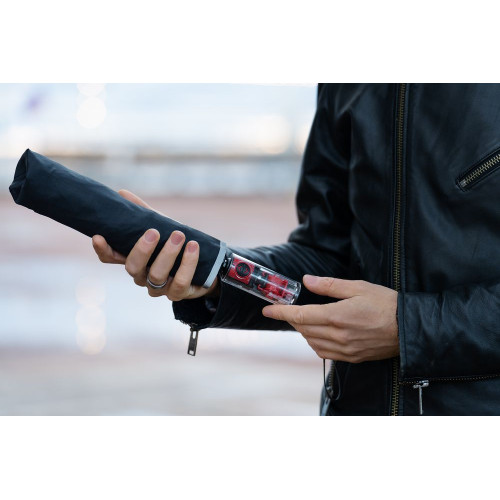 Зонт наоборот складной Futurum со светоотражающим кантом, черный