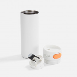 Термостакан X1 с цветной кнопкой, белый с оранжевым