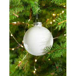 Елочный шар Finery Gloss, 8 см, глянцевый белый