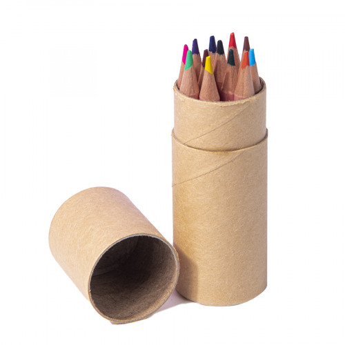 Цветные карандаши мини FLORA ,12 цветов, в тубе, дерево, картон